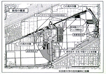 京大農場地図立木などを示した図