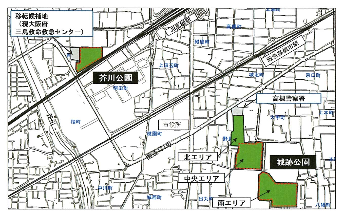 高槻警察署移転候補地の地図