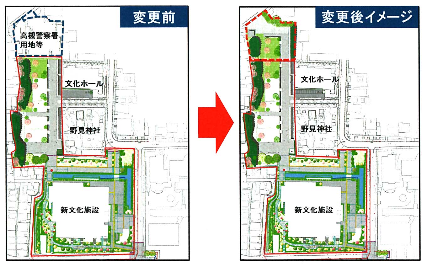 城跡
		公園変更の図